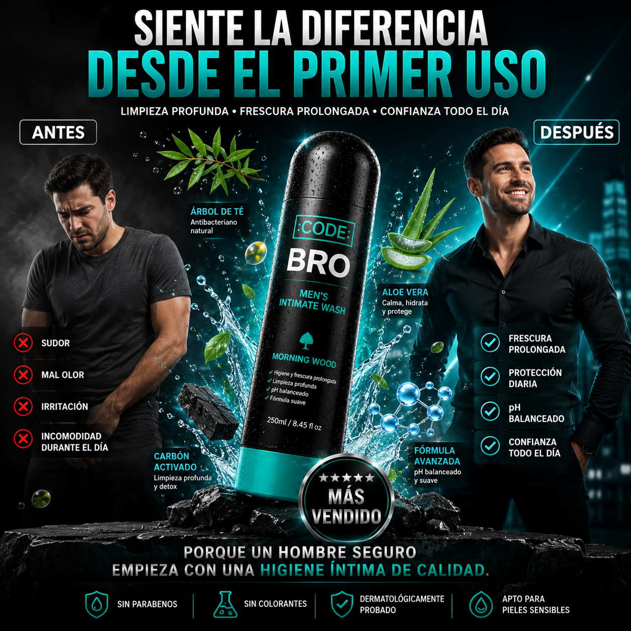 BroFresh™️ - Jabón Íntimo para Hombre que Elimina Malos Olores, Refresca y Protege tu Zona Íntima